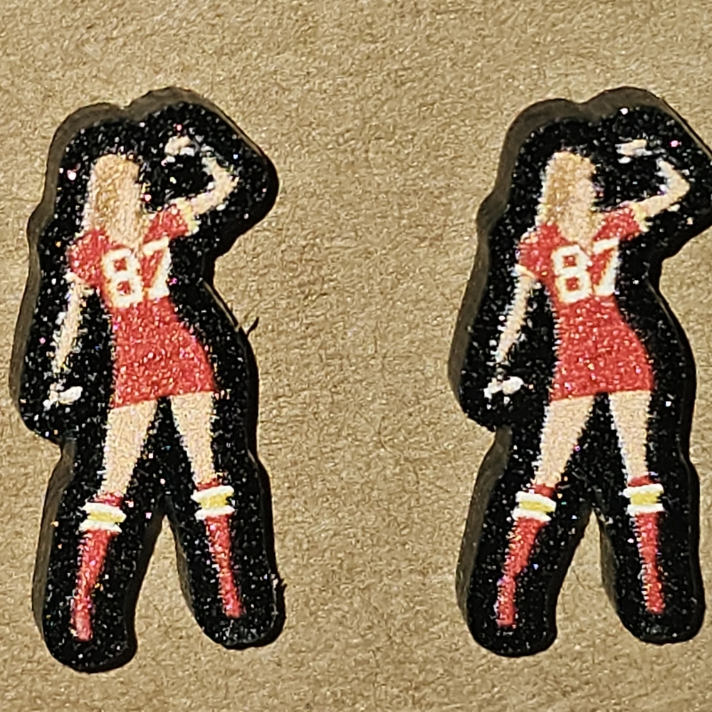 5/25 ❤️ Taylor Swift Kansas City Chiefs Inspired Jersey 87 Stud Acrylic Earrings